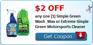 $2.00 off any one (1) Simple Green Wash & Wax or Extreme Simple Green Motorsports Cleaner