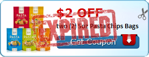 $2.00 off two (2) 5oz Pasta Chips Bags